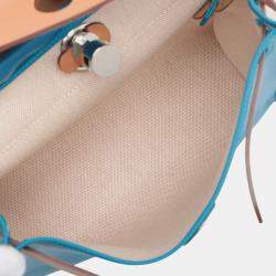 Pre Owned حقيبة هيرمس هيرباغ جلد فاكي هانتر تويل إتش بني أزرق 31 بسحاب