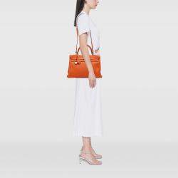 Pre Owned Hermes Orange Togo Kelly II Retourne 35