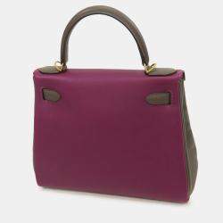 مملوكة مسبقًا حقيبة هيرمس كيلي ريتورن إيفركولور طلب خاص بني بنفسجي 28