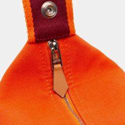Pre Owned Hermes Orange Red Small Toile Bride A Brac Case