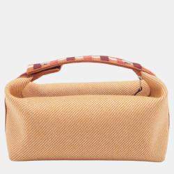 Pre Owned حافظة هيرميس برود أ براك أو كاري صوف برتقالي صغير