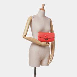 Pre Owned Hermes Red Epsom Cherche Midi Clutch 22