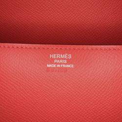 Pre Owned Hermes Red Epsom Cherche Midi Clutch 22