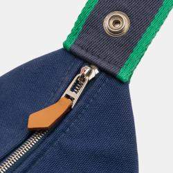 Pre Owned <p>حقيبة هيرمس براد أ براك قماش أزرق/أخضر صغير</p>