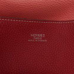 مملوكة مسبقًا Hermes Pink Red Hermes Salmon/Red Clemence Double Sens 36