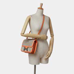 Pre Owned Hermes Gris Tourterelle and Crevette Doblis and Swift Constance 24