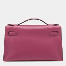 Pre Owned Hermes Rose Pourpre Swift Kelly Pochette 22