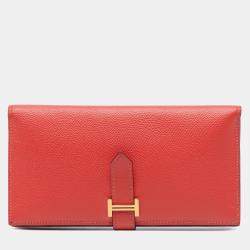 مملوكة مسبقًا Hermes Red Epsom Bearn Wallet