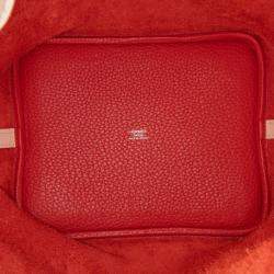 Pre Owned حقيبة هيرمس بيسوتين قفل 22 كليرمون وهيرمس بيكولور أحمر سويفت