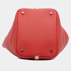 Pre Owned حقيبة هيرمس بيسوتين قفل 22 كليرمون وهيرمس بيكولور أحمر سويفت