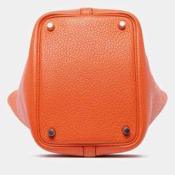 Pre Owned Hermes Orange Clemence Picotin Lock 18