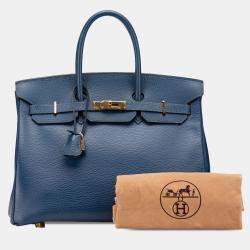 Pre Owned حقيبة هيرمس بيركين ريتورني توغو أزرق 35