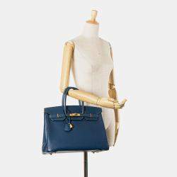 Pre Owned حقيبة هيرمس بيركين ريتورني توغو أزرق 35