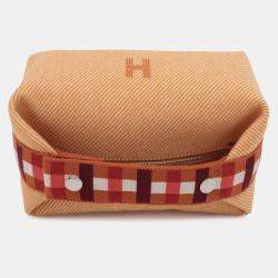Pre Owned Hermes Orange Small Wool Bride a Brac Au Carre Case