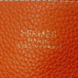 Pre Owned حقيبة هيرمس براون أورانج كليمونس دابل سينس 36