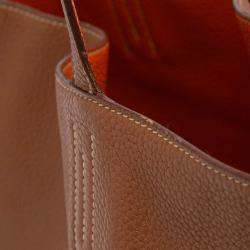 Pre Owned حقيبة هيرمس براون أورانج كليمونس دابل سينس 36