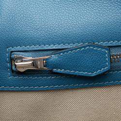 Pre Owned Hermes Blue Togo Steve Light Junior Messenger