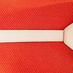 Pre Owned Hermes Orange White Toile H and Swift Cabas H en Biais 40