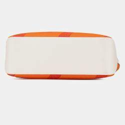 Pre Owned Hermes Orange White Toile H and Swift Cabas H en Biais 40