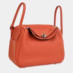 مملوكة مسبقًا حقيبة هيرمس ليندي 26 كلمنس برتقالي