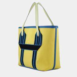 Pre Owned Hermes Lime, Vert Absinthe, Blue Hydra, and Blue Indigo Toile and Clemence Pursangle Tote