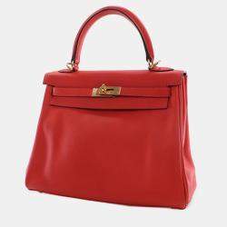 مملوكة مسبقًا Hermes Rouge Pivoine Swift Kelly II Retourne 25
