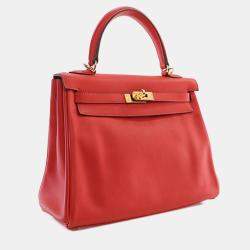 مملوكة مسبقًا Hermes Rouge Pivoine Swift Kelly II Retourne 25