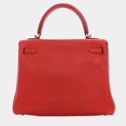 مملوكة مسبقًا Hermes Rouge Pivoine Swift Kelly II Retourne 25