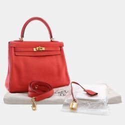 مملوكة مسبقًا Hermes Rouge Pivoine Swift Kelly II Retourne 25