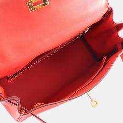 مملوكة مسبقًا Hermes Rouge Pivoine Swift Kelly II Retourne 25
