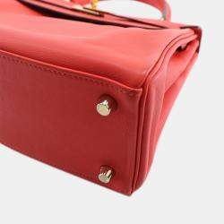مملوكة مسبقًا Hermes Rouge Pivoine Swift Kelly II Retourne 25