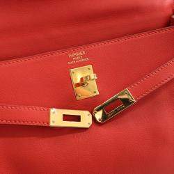 مملوكة مسبقًا Hermes Rouge Pivoine Swift Kelly II Retourne 25