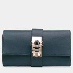 مملوكة مسبقًا Hermes Blue Tadelakt Medor Clutch 23