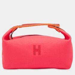 Pre Owned Hermes Pink Small Toile Bride A Brac Case
