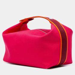 مملوكة مسبقًا حقيبة هيرمس كبيرة وردي أحمر من قماش تولي العروس براك