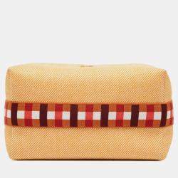 Pre Owned Hermes Orange Large Wool Bride A Brac Au Carre Case