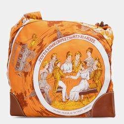 مملوكة مسبقًا Hermes Orange Jeu des Omnibus et Dames Blanches Silky Pop Crossbody