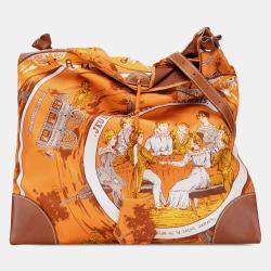 مملوكة مسبقًا Hermes Orange Jeu des Omnibus et Dames Blanches Silky Pop Crossbody