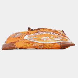 مملوكة مسبقًا Hermes Orange Jeu des Omnibus et Dames Blanches Silky Pop Crossbody