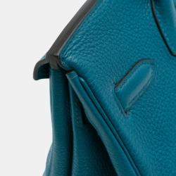 Pre Owned Hermes Blue Togo Birkin Retourne 30