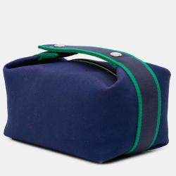 مملوكة مسبقًا Hermes Blue Green Small Toile Bride A Brac Case