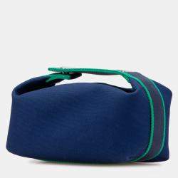 Pre Owned حقيبة هيرمس برود أ براك زرقاء خضراء صغيرة