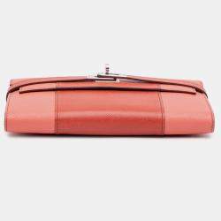 مملوكة مسبقًا محفظة هيرمس كيلي فلاغ إبصوم برتقالي طويلة