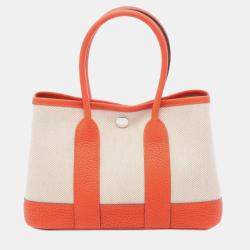 مملوكة مسبقًا حقيبة هيرمس غاردن بارتي 23 بني برتقالي تويل ونيغوندا