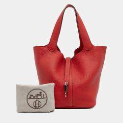 مملوكة مسبقًا Hermes Red Clemence Picotin Lock 22