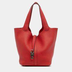 مملوكة مسبقًا Hermes Red Clemence Picotin Lock 22
