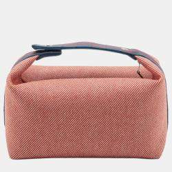 مملوكة مسبقًا حقيبة هيرمس \"برايد أ براك ه نات\" صوف أحمر أزرق كبير