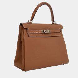 Pre Owned Hermes Brown Togo Kelly II Retourne 25