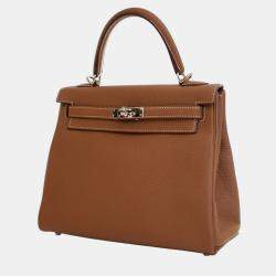 Pre Owned Hermes Brown Togo Kelly II Retourne 25