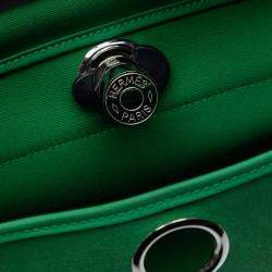 Pre Owned Hermes Blue Green Toile Herbag Zip 31